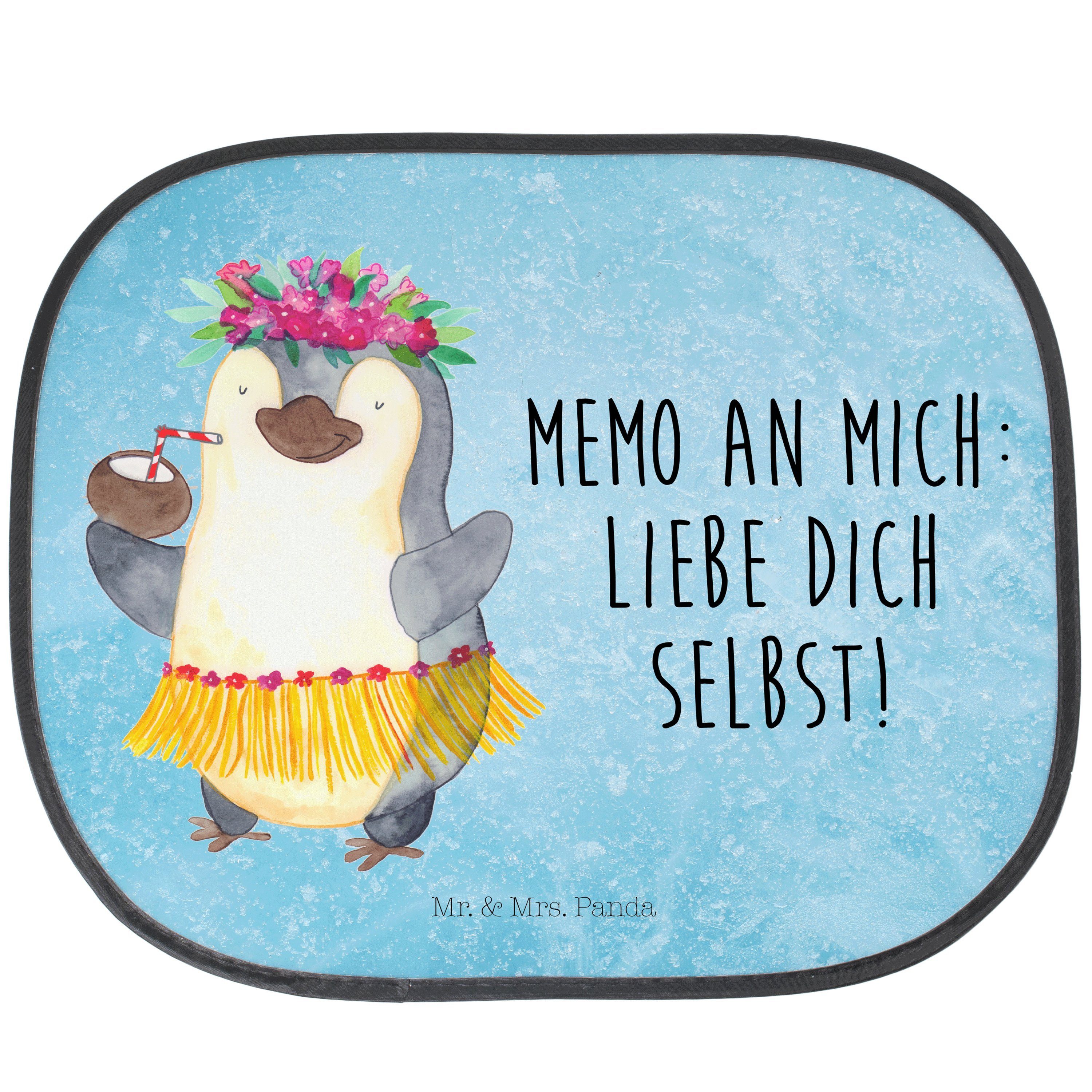 Sonnenschutz Pinguin Kokosnuss - Eisblau - Geschenk, Sonne Auto, Aloha, Sonnenschu, Mr. & Mrs. Panda, Seidenmatt