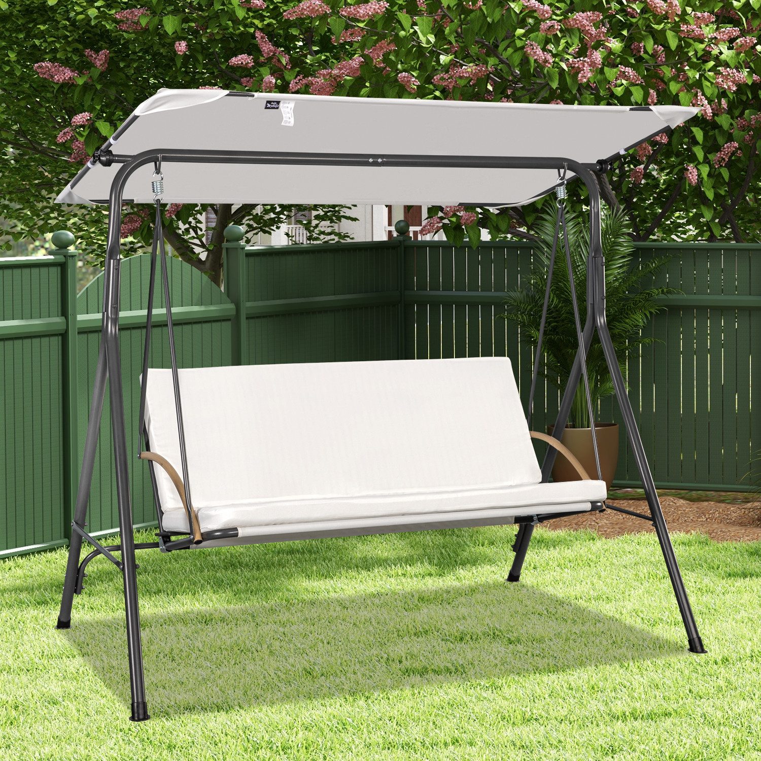 Angel Living Hollywoodschaukel 3-Sitzer Gartenschaukel mit neigbarem Sonnendach, 170x110x152cm, 3-Sitzer, 1 tlg., Aluminium Schaukelbank mit wetterfesten Polstern