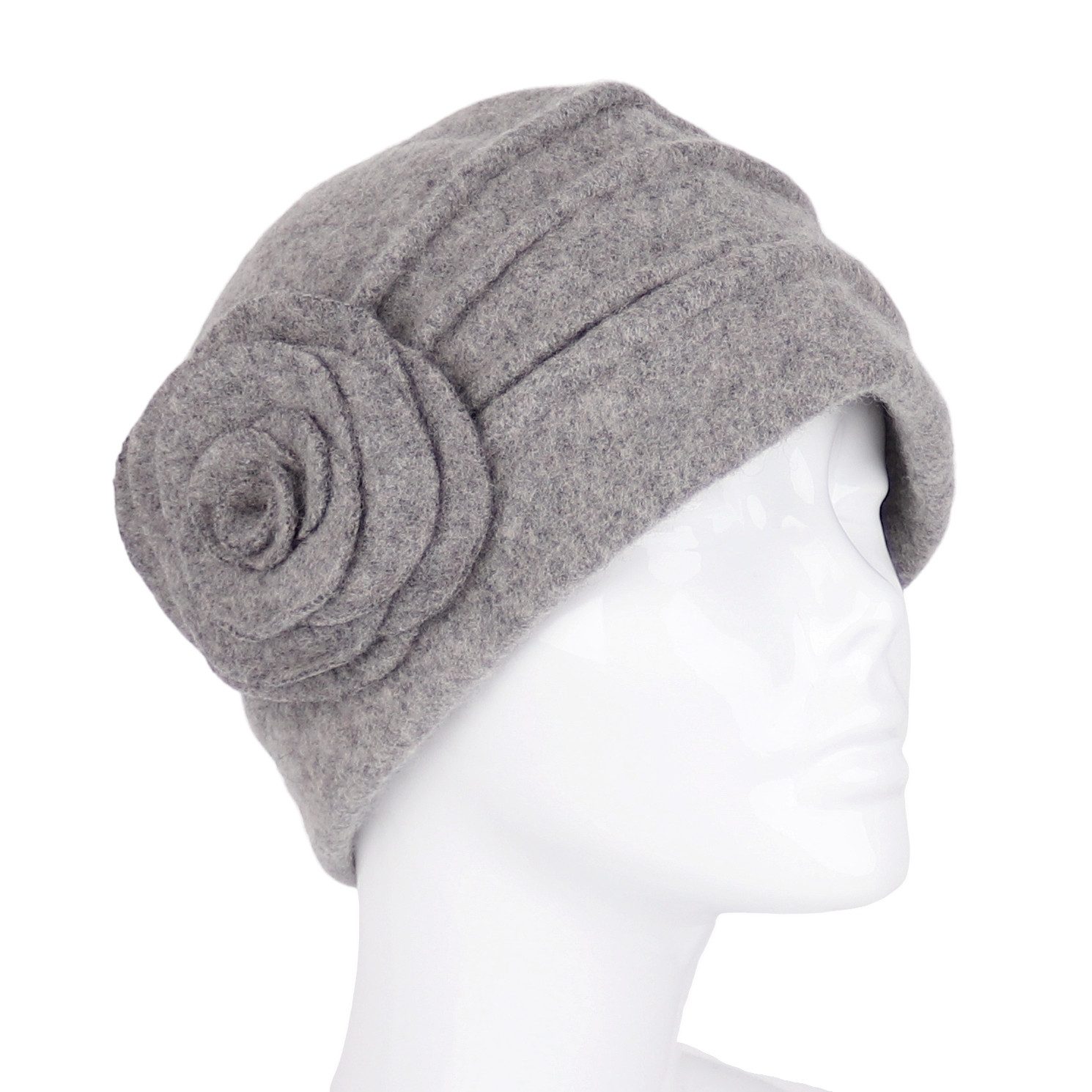 MIRROSI Filzhut Damen Wollfilzhut Wollhut mit Blumen 100% Schurwolle