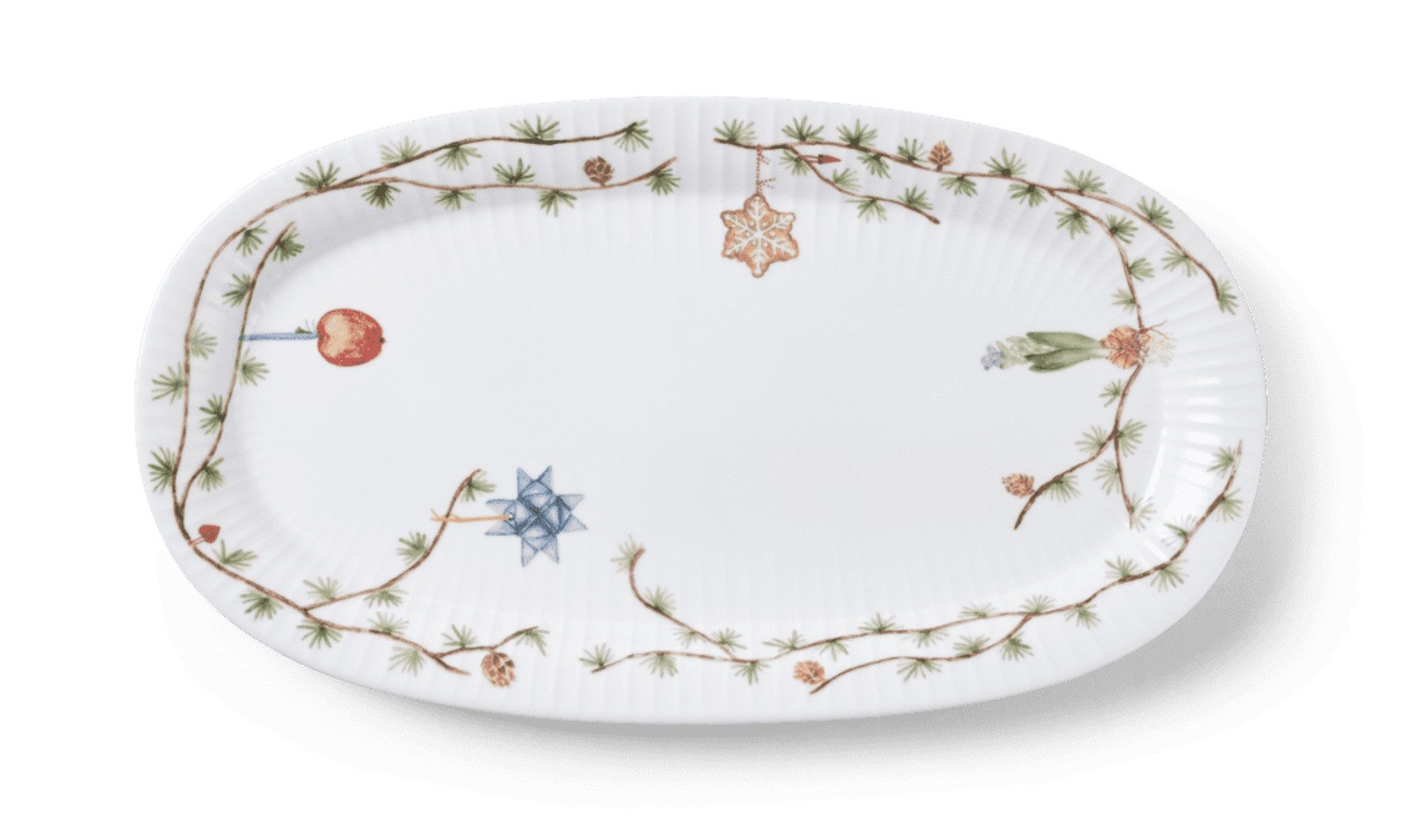 Kähler Servierplatte Kähler Hammershøi Christmas Ovale Servierplatte 40x22.5 cm Weiß, Porzellan
