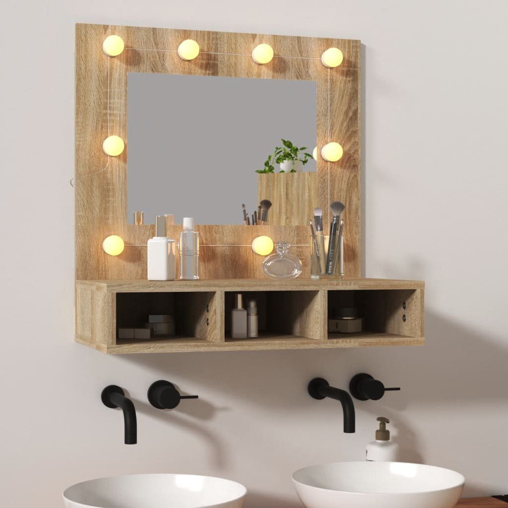 vidaXL Badezimmerspiegelschrank Spiegelschrank mit LED Sonoma-Eiche 60x31,5x62 cm (1-St) Sonoma Eiche