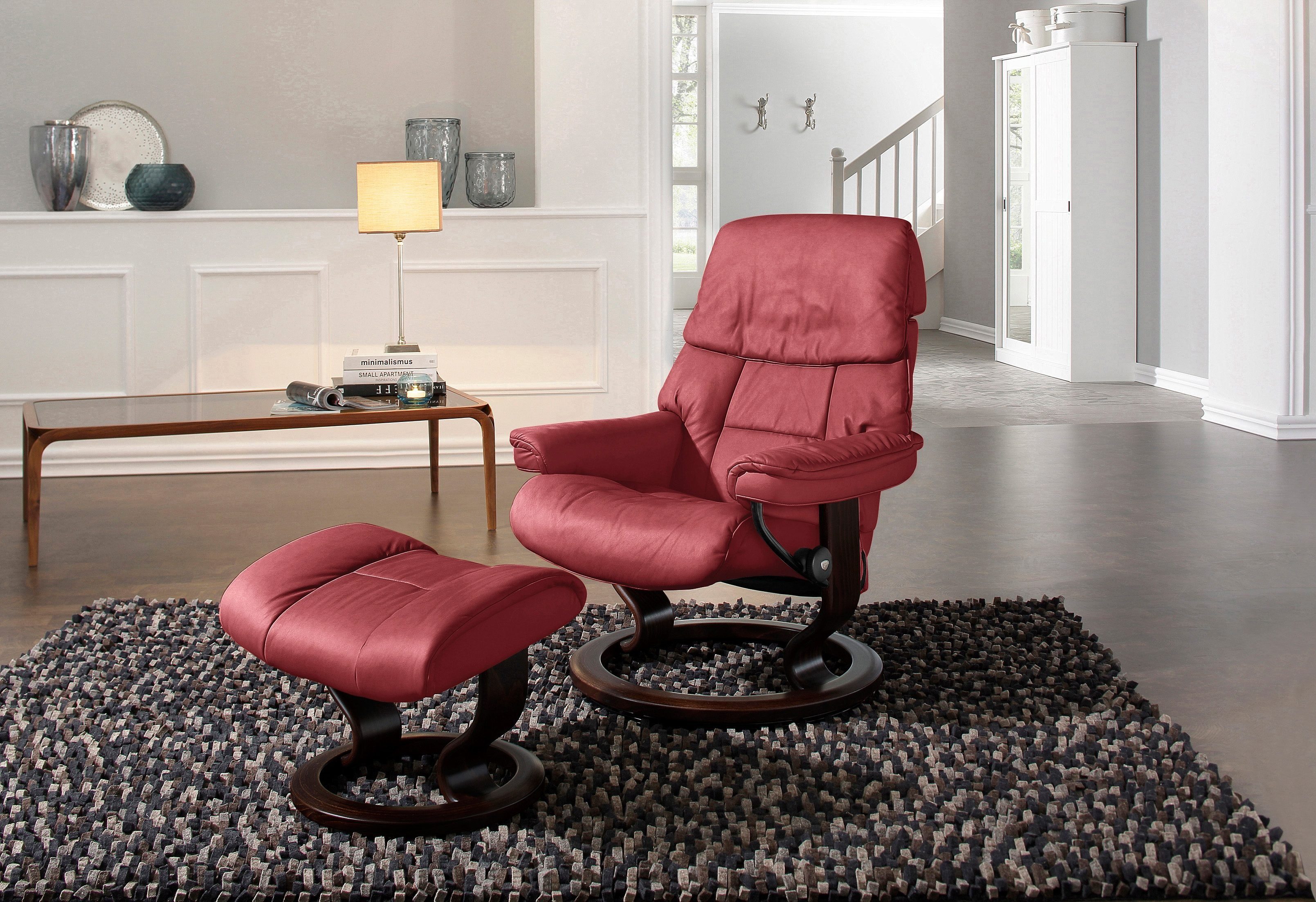 Stressless® Relaxsessel Ruby (Set), Größe Wenge, Schwarz Base, mit & Classic Eiche, Gestell L, Braun