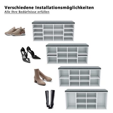SONNI Schuhbank Schuhschrank mit sitzbank Weiß 103.5x30x 48cm, mit Sitzkissen, verstellbares Schuhregal, mit Stauraum Schuhablage