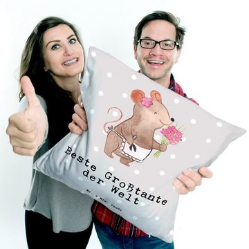 Mr. & Mrs. Panda Dekokissen Maus Beste Großtante der Welt - Grau Pastell - Geschenk, Dekokissen, Herzerwärmendes Motiv
