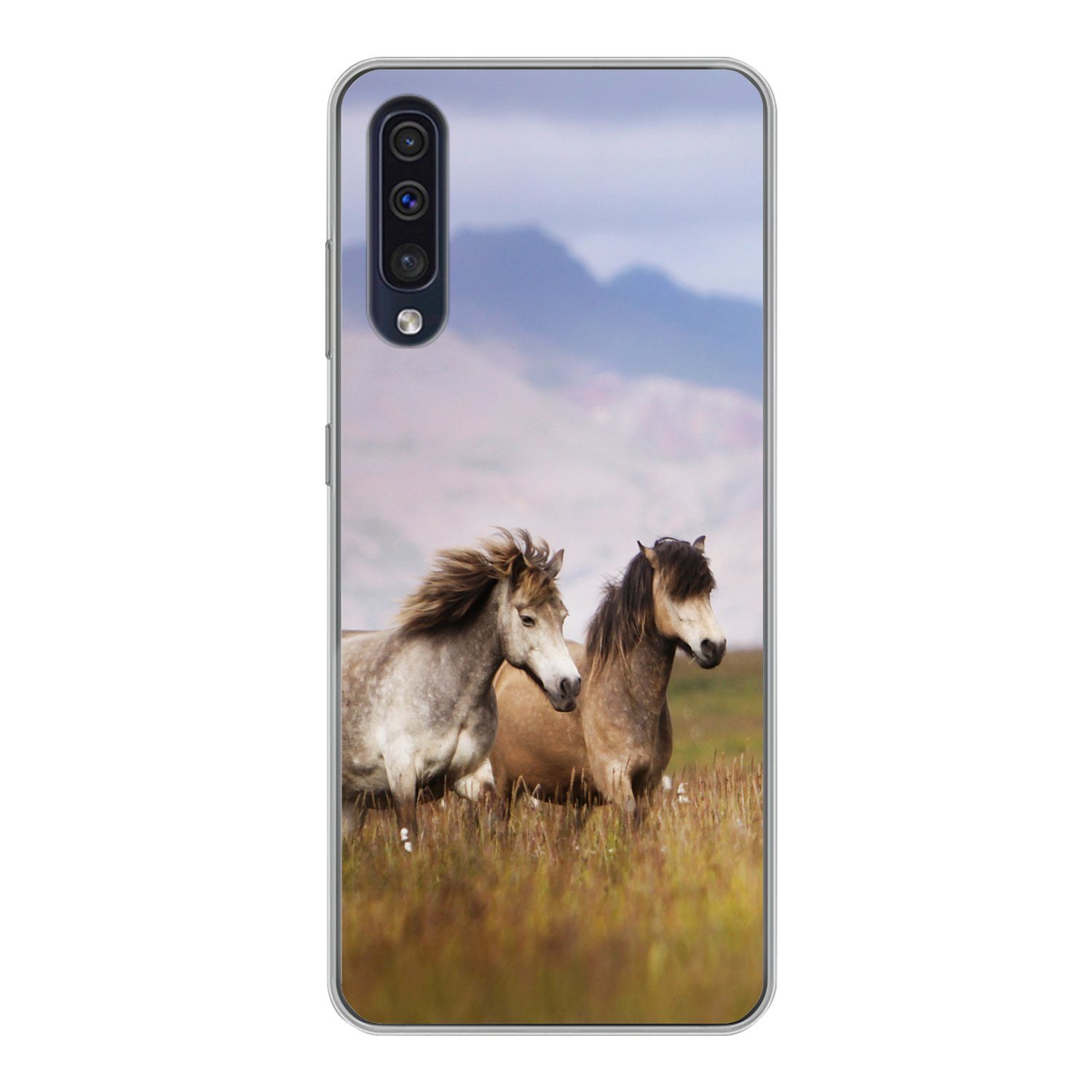 Handyhülle für Samsung Galaxy A30s Pferde - Gras - Berge