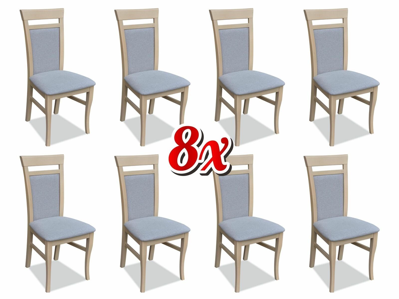 Massiv Polsterstuhl Sitz Stuhl, Esszimmer Stühle Set Stuhl 8x Sessel Neu Küchen JVmoebel Veranda