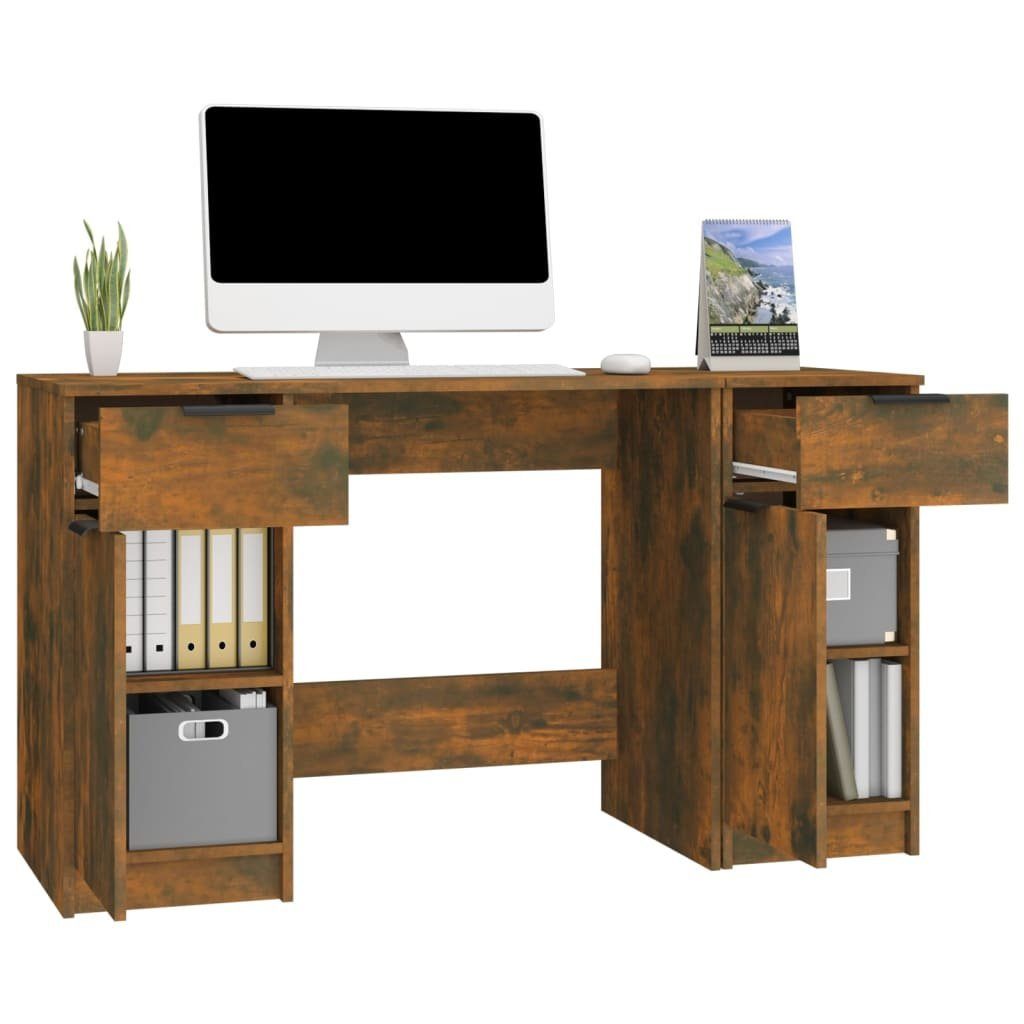 Schreibtisch mit Holzwerkstoff furnicato Beistellschrank Räuchereiche