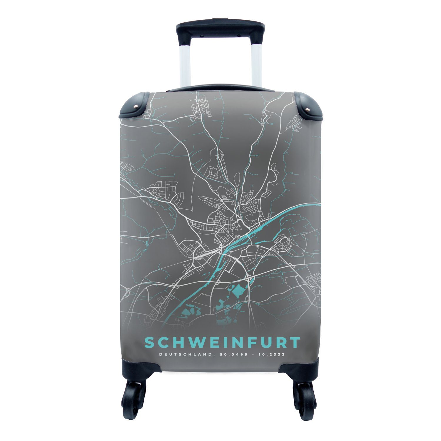 für - - Schweinfurt Reisetasche Blau, Rollen, MuchoWow Karte - 4 Deutschland Ferien, Stadtplan Handgepäckkoffer mit Reisekoffer rollen, - Handgepäck Trolley,