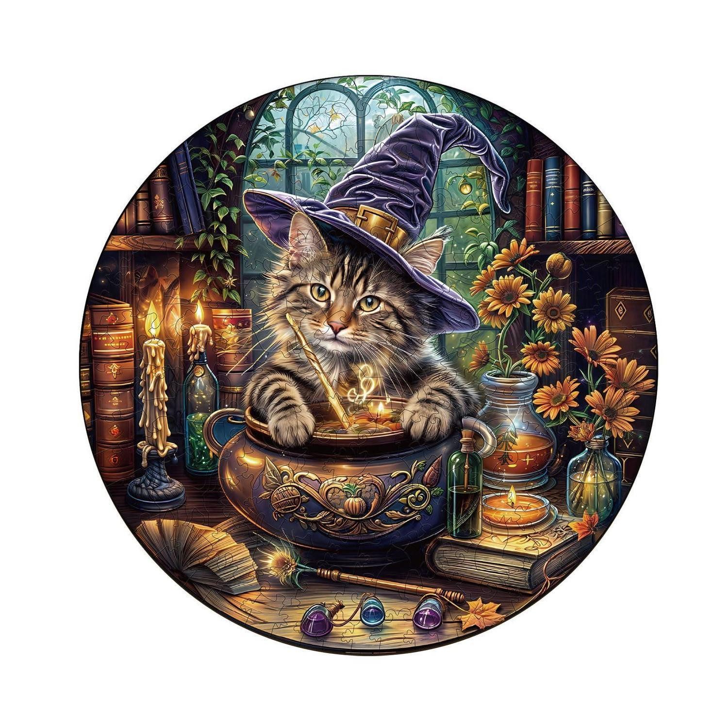 LuxusKollektion Konturenpuzzle Holzpuzzle Erwachsene Magischer Feline Katze, Puzzleteile