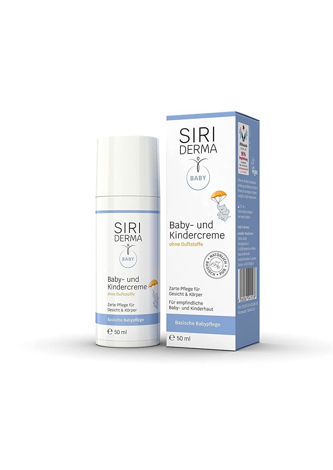 Siriderma Hautcreme Siriderma Baby und Kindercreme ohne Duftstoffe 50 ml, Auch bei Babyakne geeignet