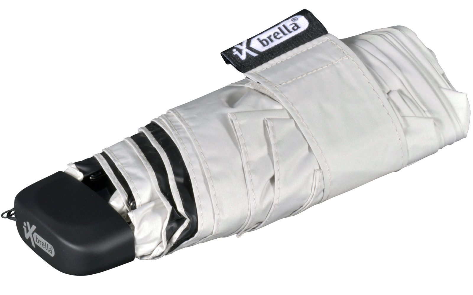 iX-brella Taschenregenschirm Sonnen-Regenschirm mit UPF 50+, UV-Hitze-Schutz, winzig klein, mit Handöffner, innen schwarz