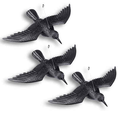 Schramm Vogelattrappe Schramm® 3 Stück Fliegende Krähen schwarz Taubenschreck Vogelschreck Kunststoff Rabe Taubenabwehr Vogelabwehr Vogelscheuche