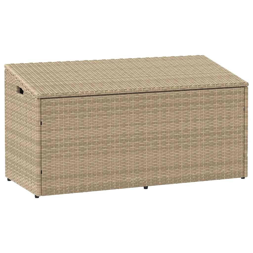 furnicato Gartenbox Garten-Aufbewahrungsbox Beige 110x50x58 cm aus PE-Rattan und Stahl