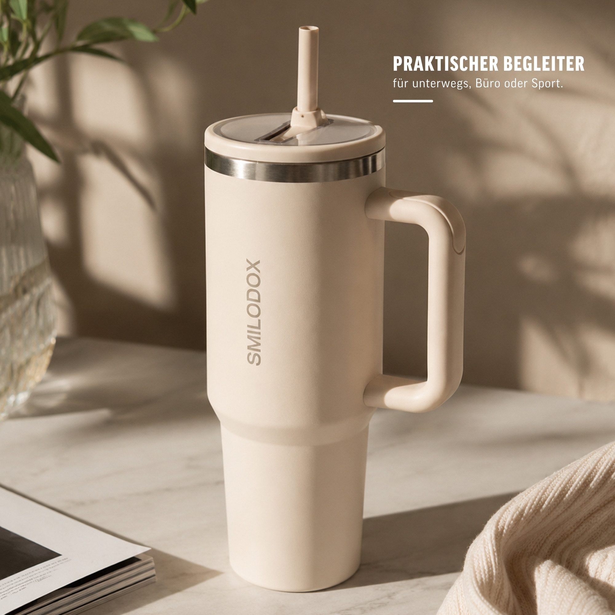 Smilodox Trinkflasche Termis Edelstahl Thermobecher, 1,2 Liter Trinkbecher, 100% auslaufsicher, BPA-frei, Unisex Design, für Büro, Gym & Alltag – Bild 3 von 5