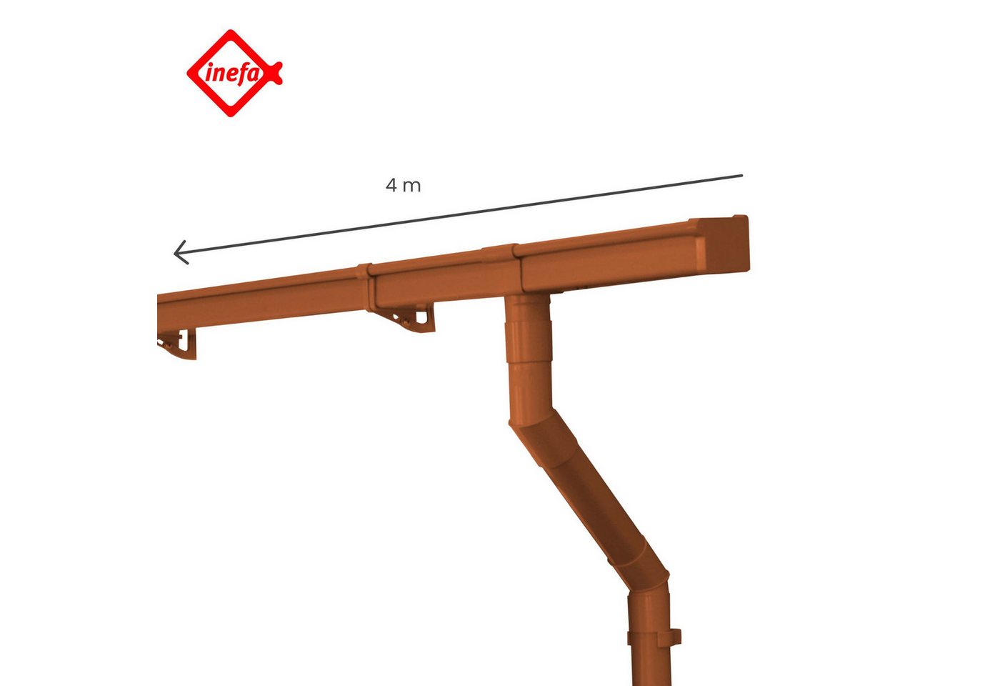 Thumbnail - INEFA Dachrinne Dachrinnen Set, Gartenhaus, Carport, Terrasse, NW 83, Kastenrinne, 4m, 1-St., 1 Dachseite, Regenrinne Ku...