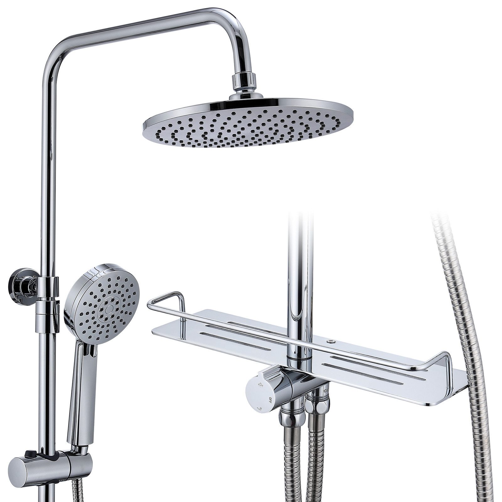 HOMELODY Duschsystem Regendusche Duschsystem ohne Armatur mit Ablage, Regen günstig online kaufen