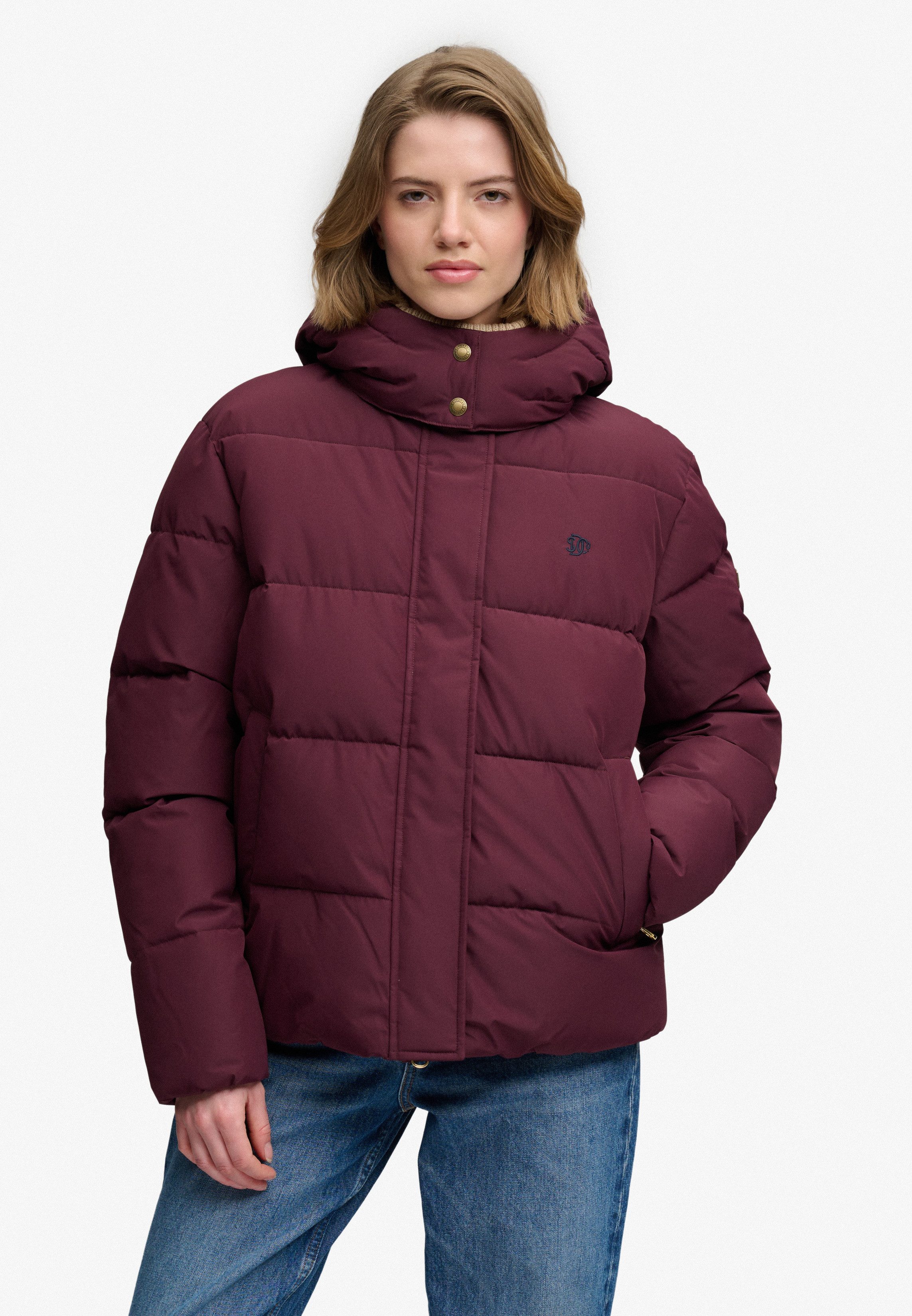 Superdry Steppjacke PREMIUM HOOD PUFFER JKT Kunstfaser, relaxed fit