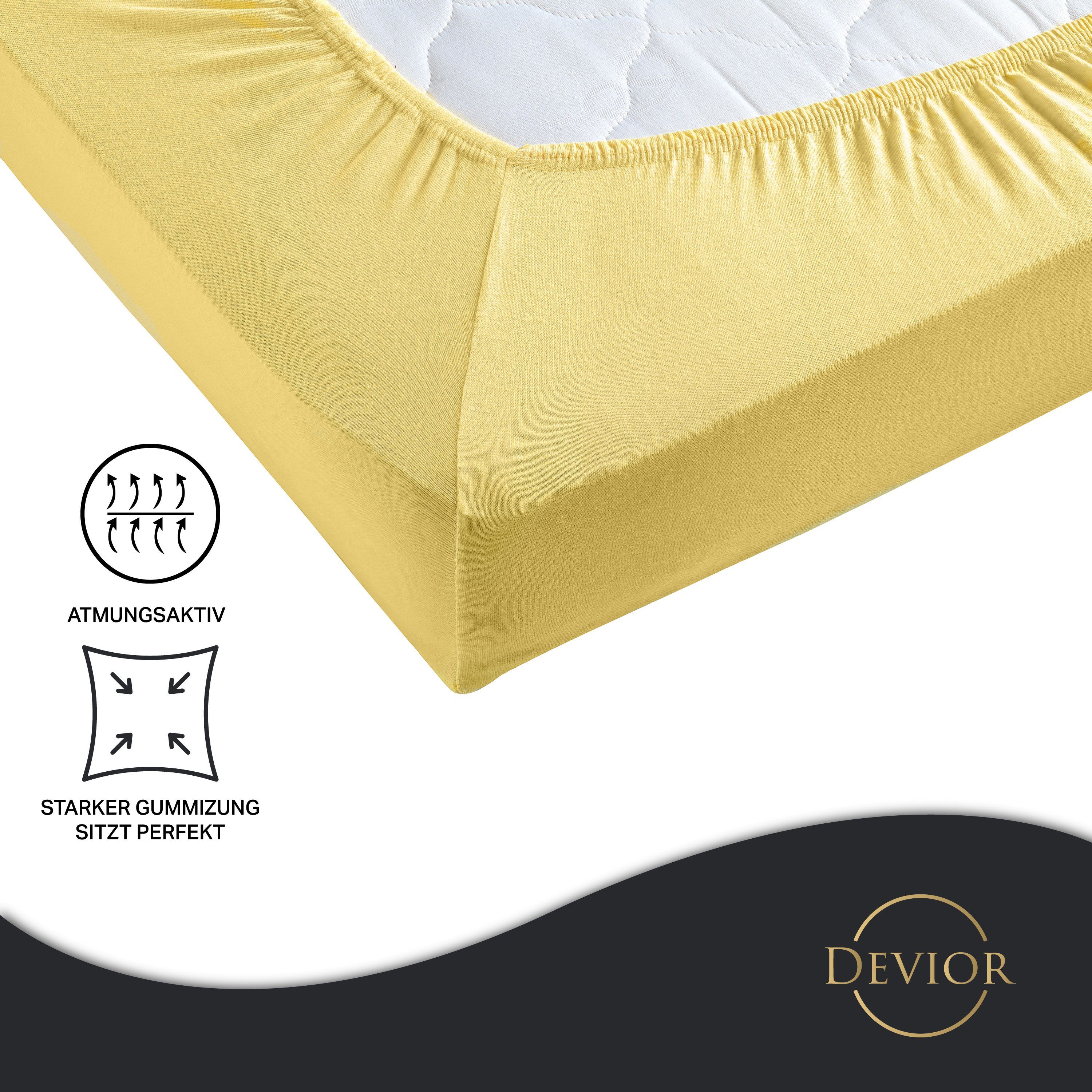 Devior Spannbettlaken für Standardmatratzen und Kinderbetten - 100% Baumwolle, 135 g/m², Jersey, Gummizug: Rundumgummizug, Kinderspannbettlaken bis 22cm Matratzenhöhe, atmungsaktiv & farbenfroh
