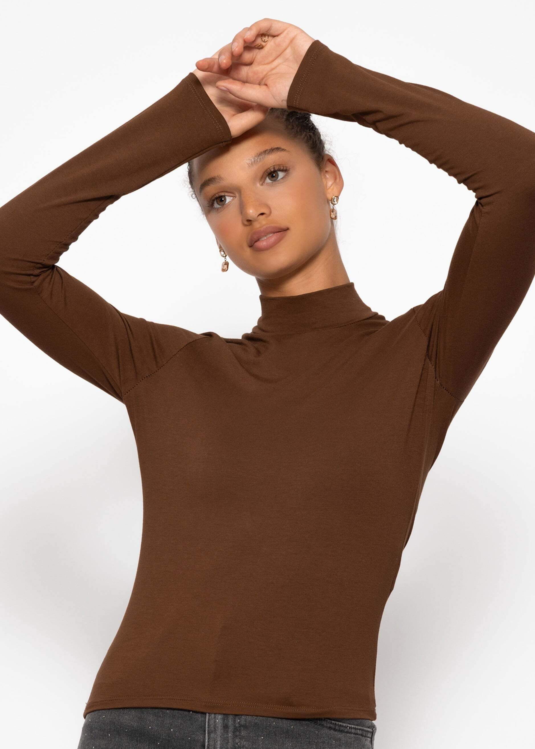 SASSYCLASSY Langarmshirt Langarmshirt Damen mit Rollkragen Elegant Figurbet günstig online kaufen