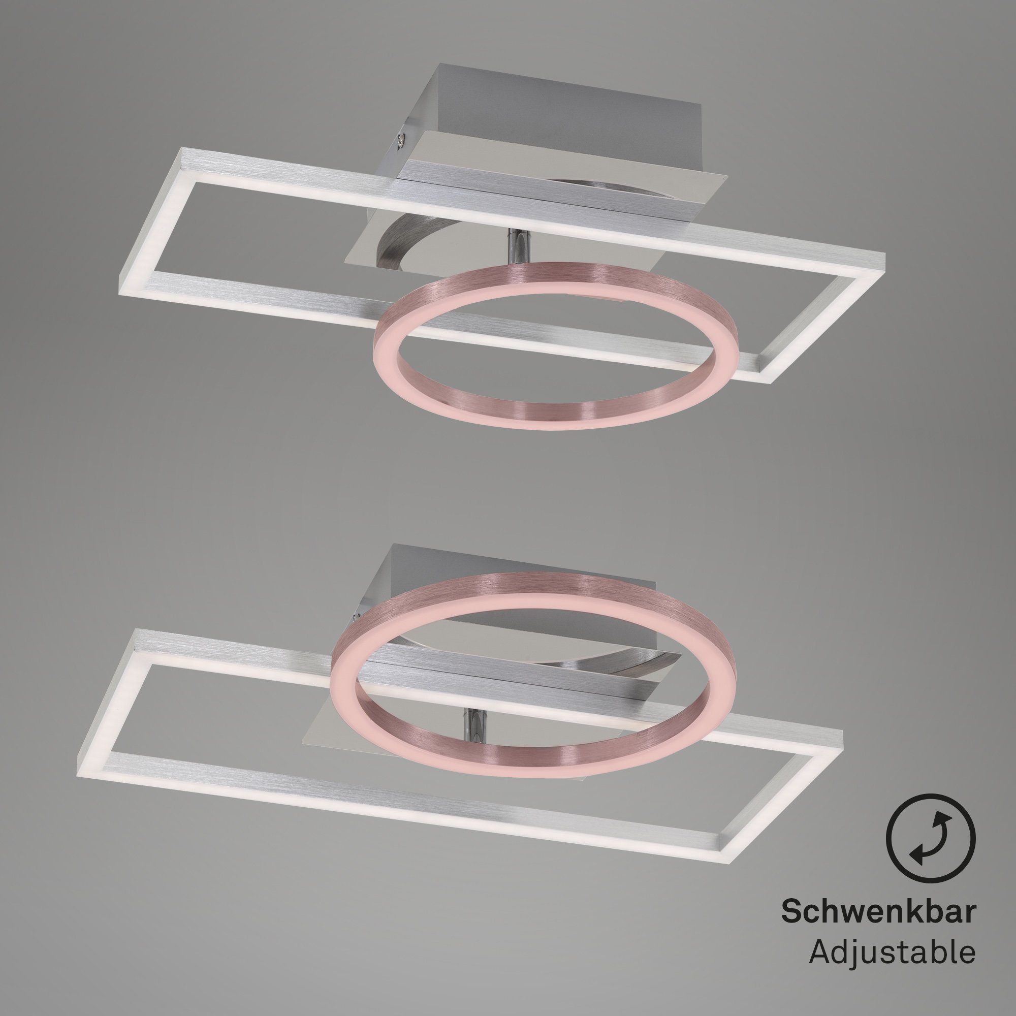 3000K LED Wohnzimmer Warmweiß, schwenkbar fest dimmbar 3108-018, Deckenleuchte Leuchten LED verbaut, Deckenlampe 38x31x7,5cm Briloner