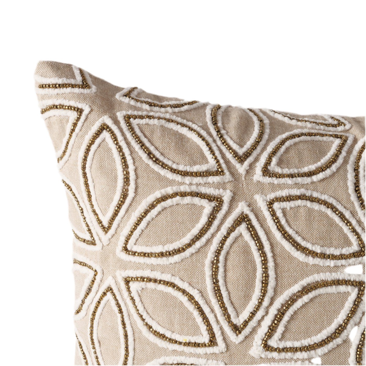 MF Dekokissen Kissen Aurelia – Floral Beige 40x40 cm Edles Stickdesign