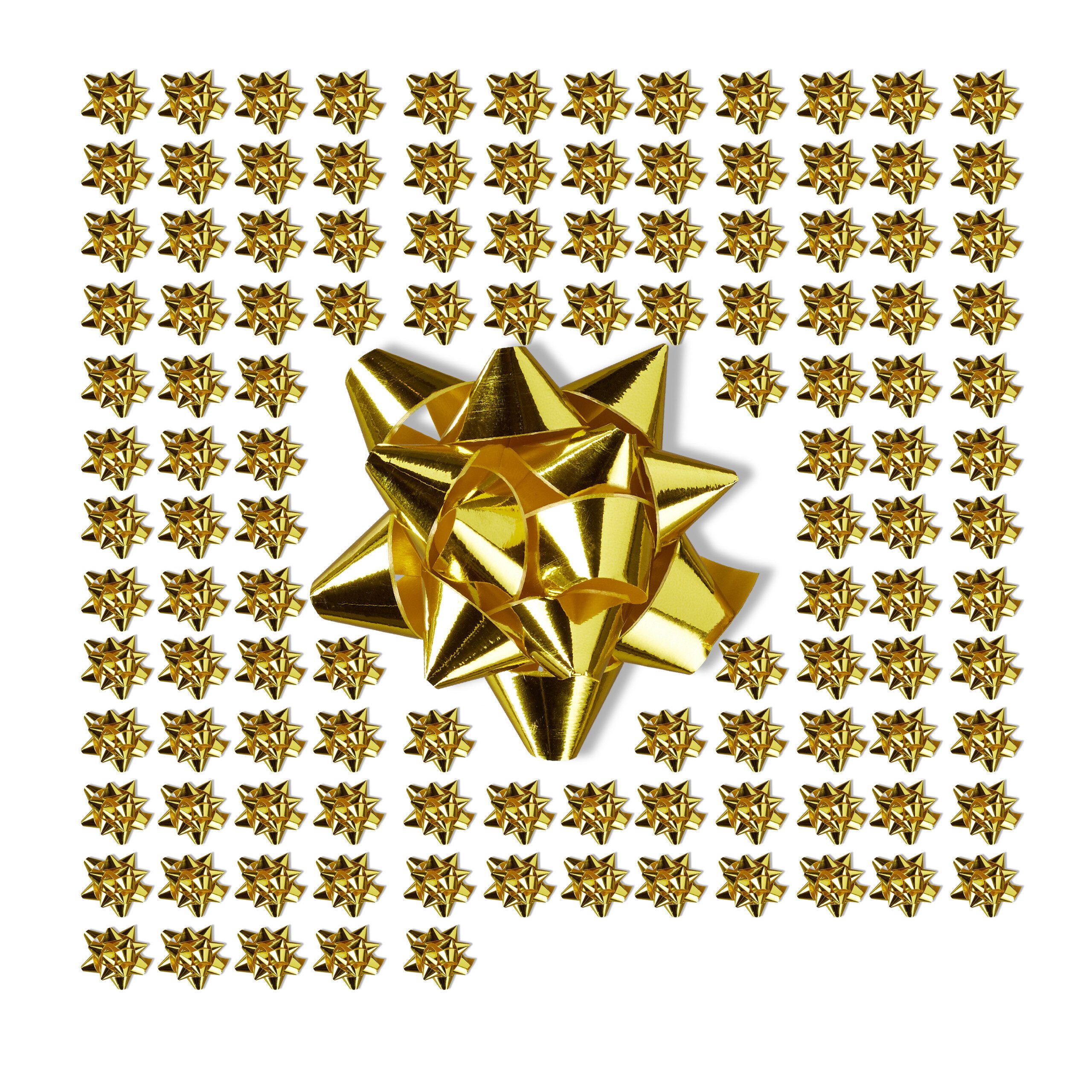 relaxdays Geschenkpapier Kleine Geschenkschleifen 100er-Set, gold