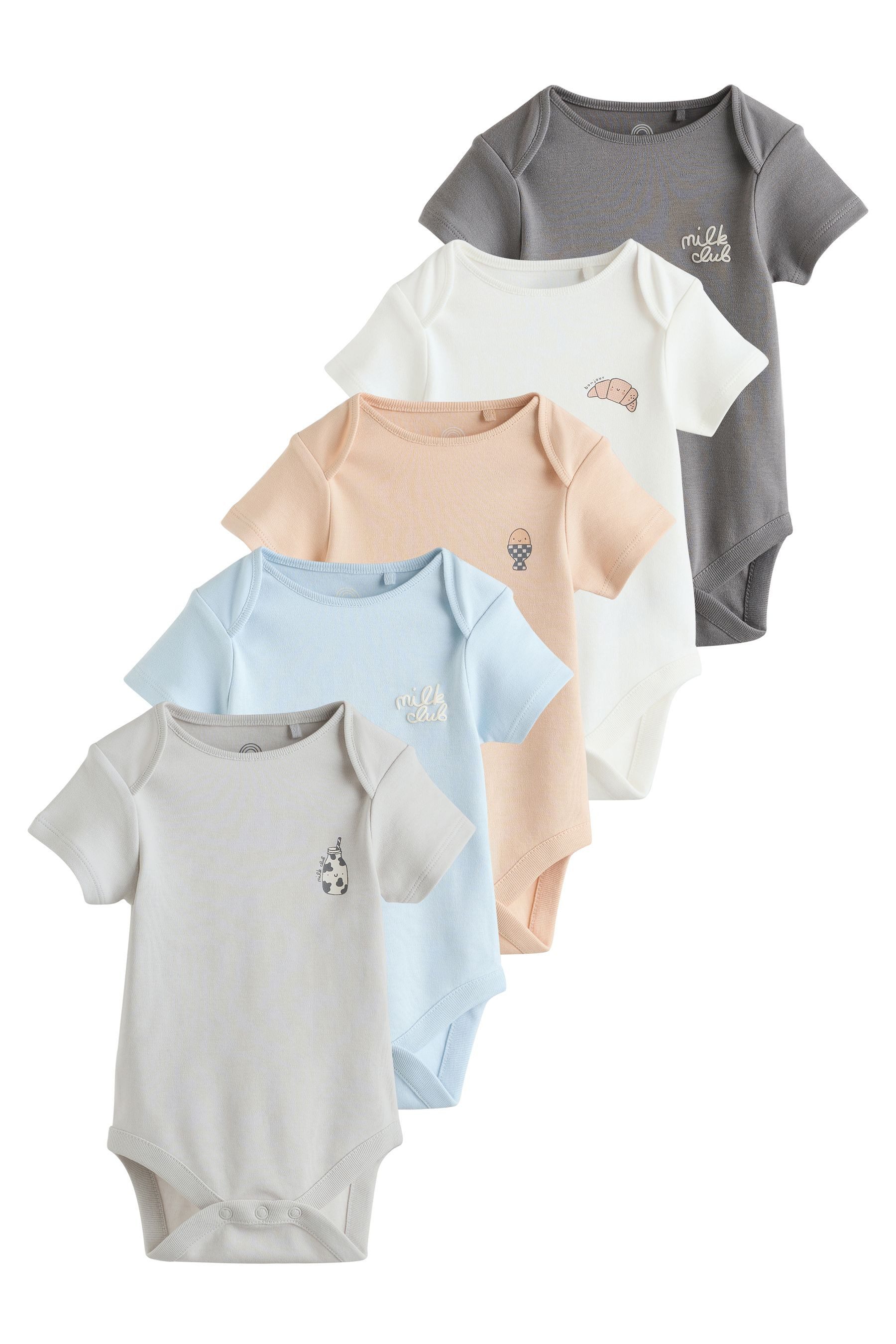 Next Kurzarmbody Kurzärmelige Babybodys im 5er-Pack (5-tlg)