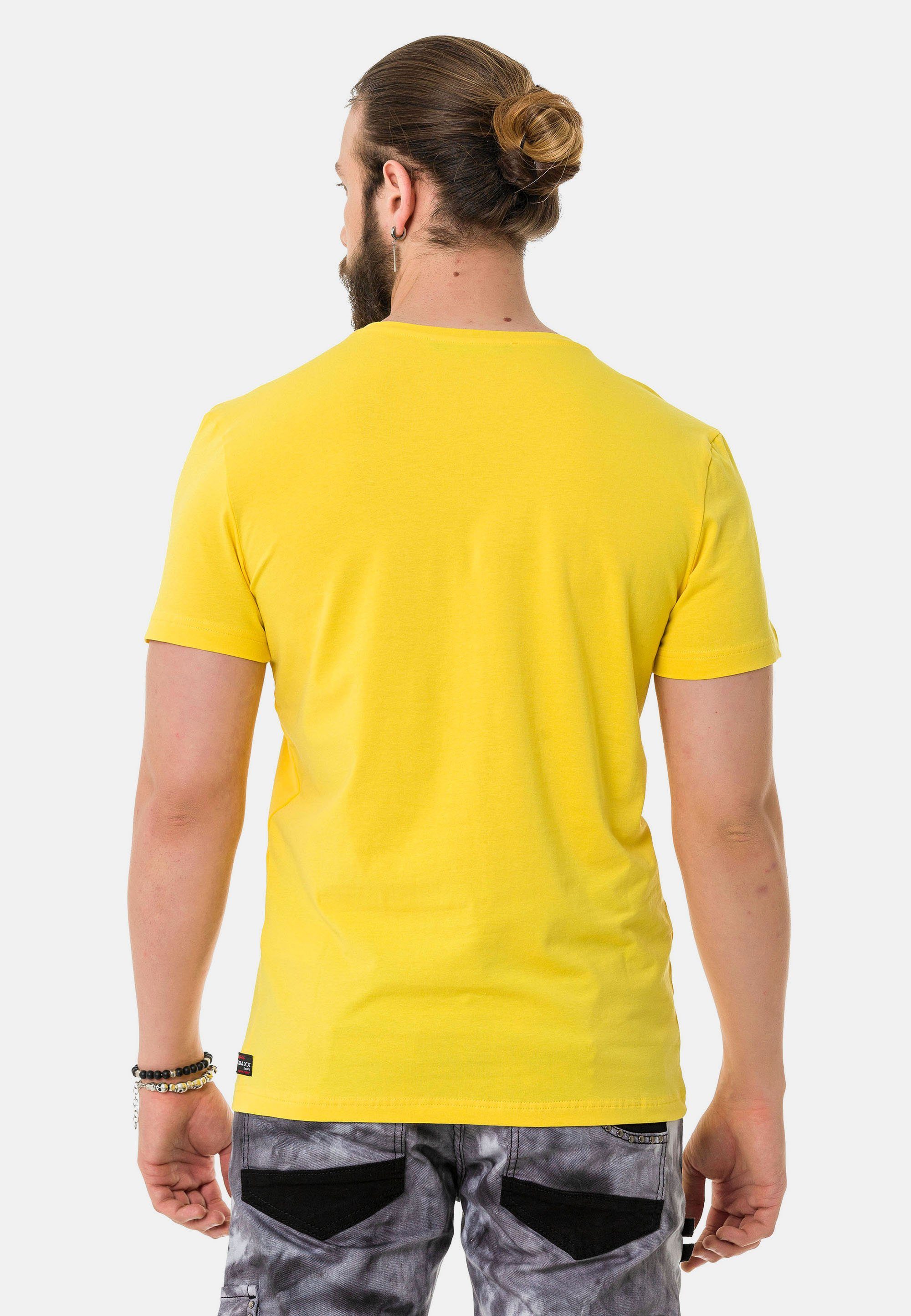 T-Shirt coolem & Baxx Cipo mit gelb Work-Aufdruck