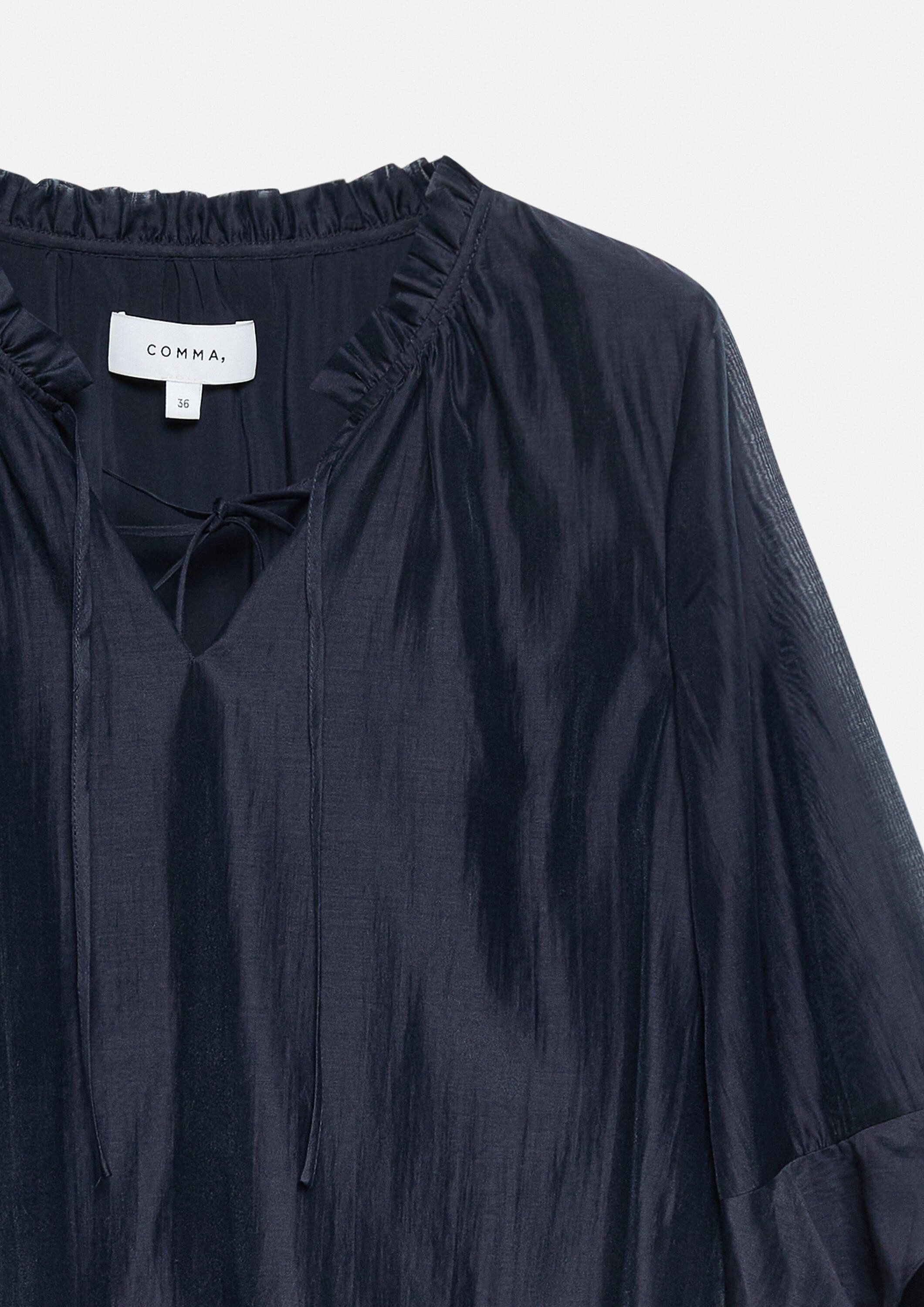 comma Langarmbluse Bluse Lyocell-Bluse mit Volantärmeln