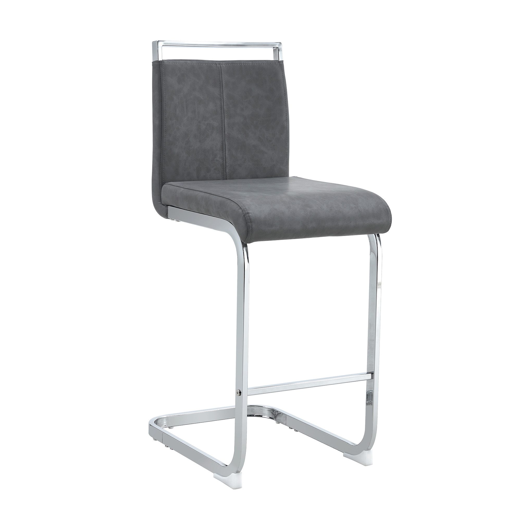 JUFU Barhocker 2er Set mit Fußstütze, Sitzhöhe 63,5 cm, Tresenhocker, Bistrostuhl (2 St), Polsterstuhl, Esszimmerstuhl mit verchromtem Metallgestell