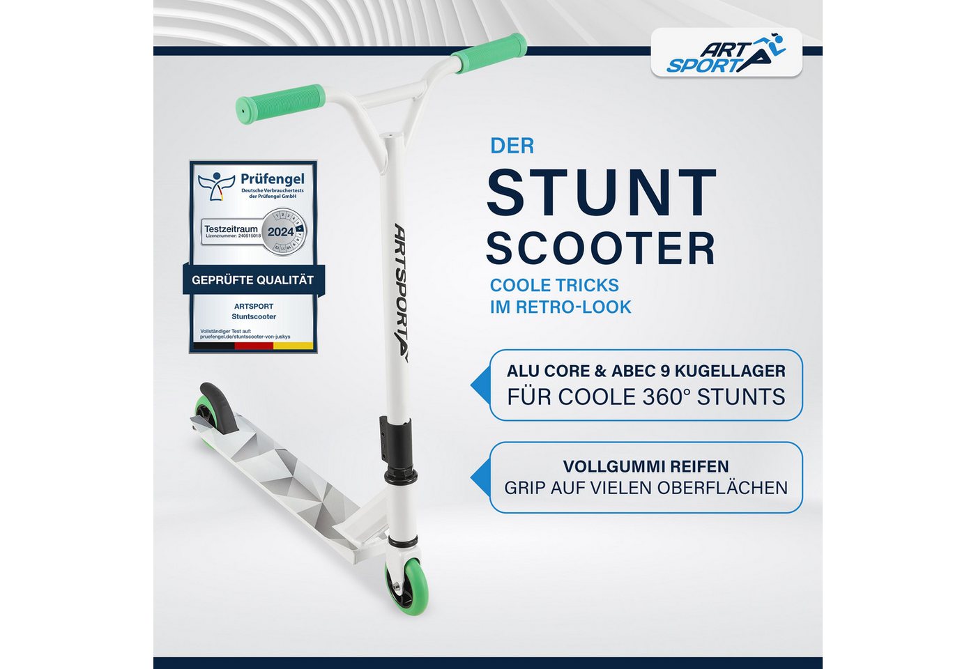 Thumbnail - ArtSport Stuntscooter Futuristic, Alu Core, 360°-Lenker mit TPR-Grips, stabil und leicht