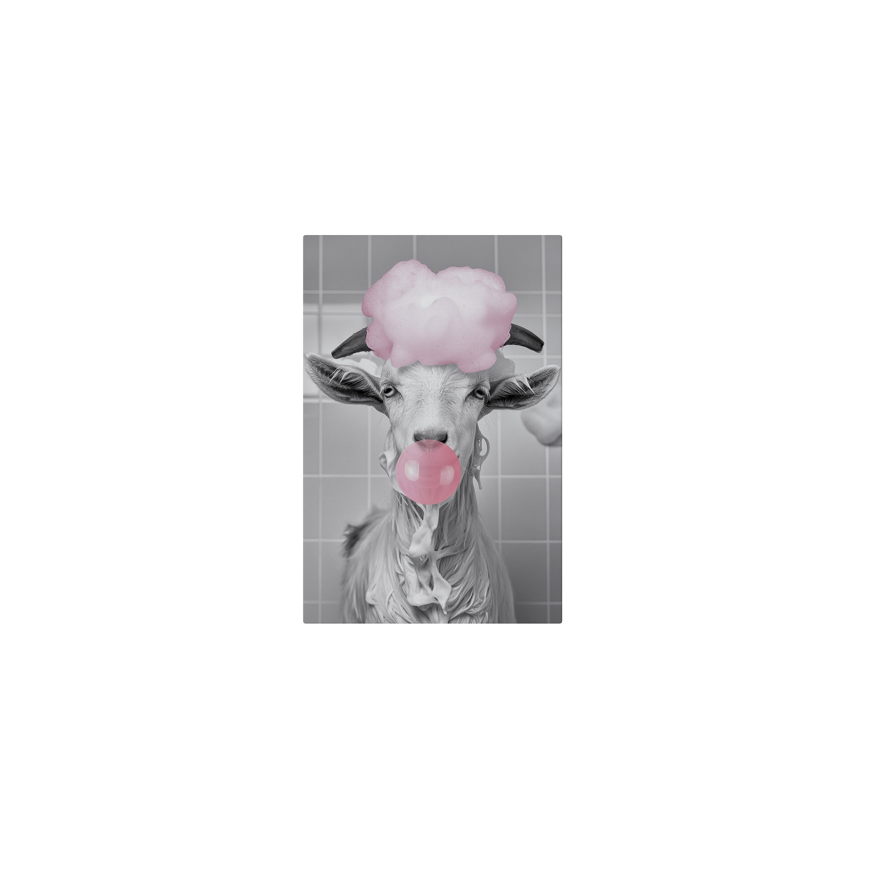 SPACEREBELS Leinwandbild BUBBLEGUM BOVINE BLISS, Tiere (1 St), 3 cm Keilrahmen, Baumwollleinwand