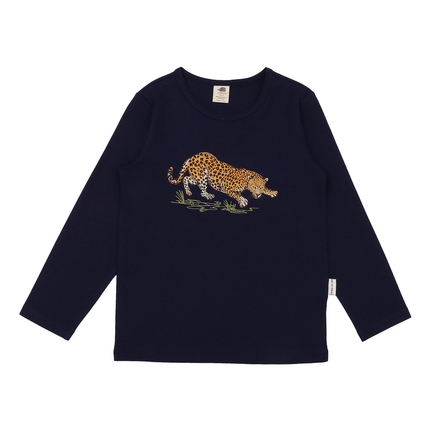 Langarmshirt Walkiddy Leopard Kinder Bio Baumwolle GOTS Dunkelblau -