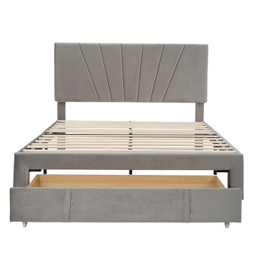 IDEASY Polsterbett Doppelbett, Plattformbett, 140 x 200 cm, (Schubladen auf Rollen, Samtstoff, einfache Montage), hochdichte Schaumstofffüllung