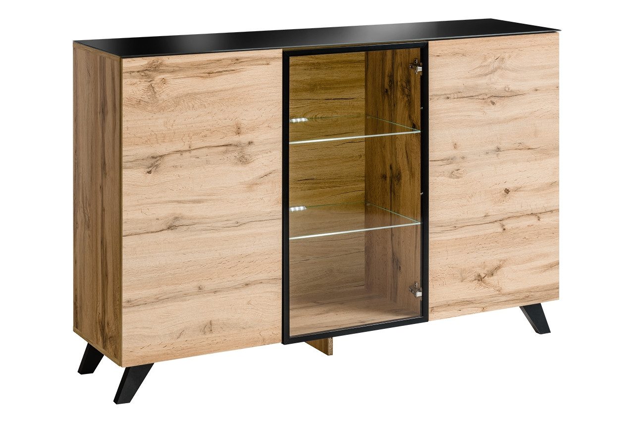 ASM-Moebel Kommode Sideboard Kommode THIN mit LED Beleuchtung und Push - Click System, Mit Led Beleuchtung und Push-Click System