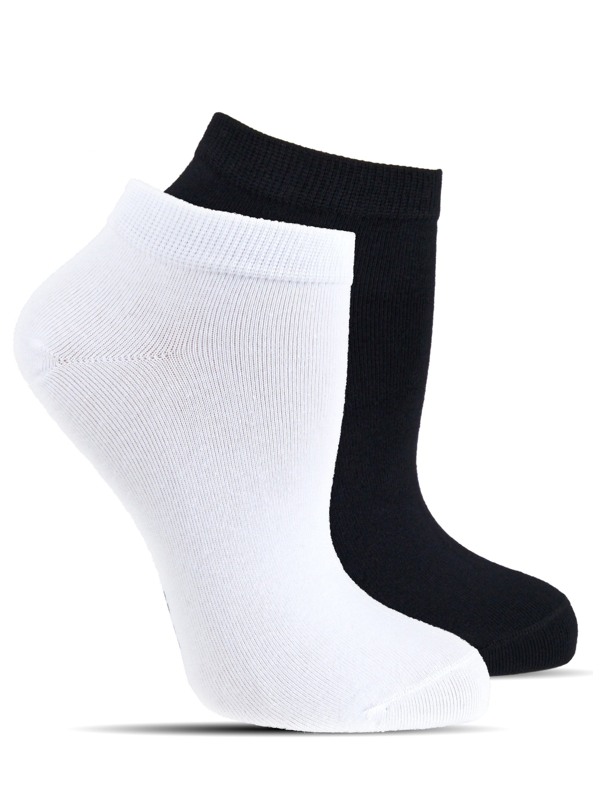Socked Sneakersocken Damen Baumwolle, + Schwarz/Weiß (12 Paar) Herren Schwarz Kurzsocken / Weiß