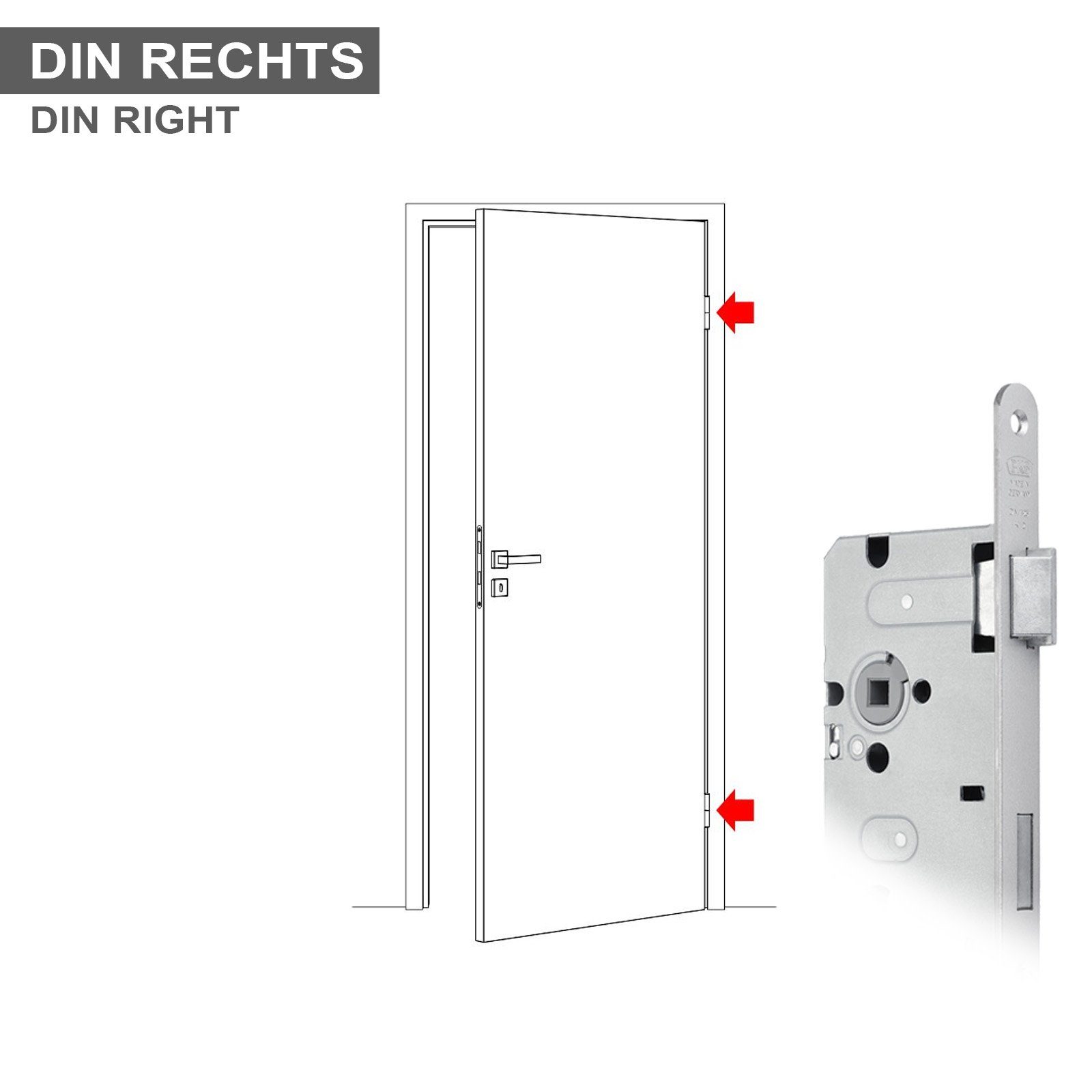 SO-TECH® Einsteckschloss Türschloss Dornmaß 55 mm Zimmertürschloss, Buntbart, Klasse 1, Stulp 20 mm von BKS