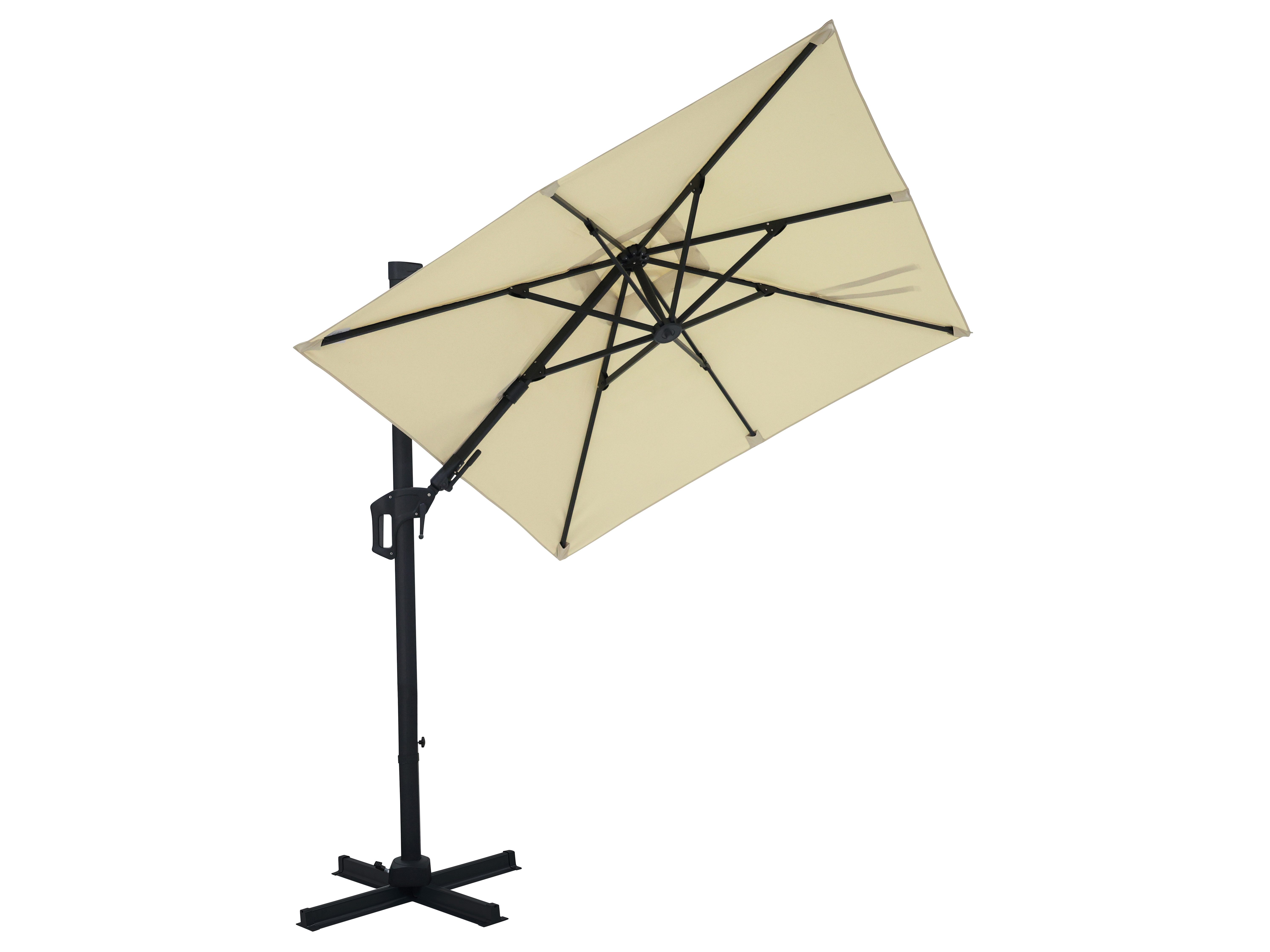 Gardissimo Ampelschirm David 210x210 cm natur quadratisch mit Ständer, LxB: 210x210 cm, Spar-Set, komplett-Set, Plattenständer, UV-Schutz 50+, 360 Grad drehbar, axial verstellbar