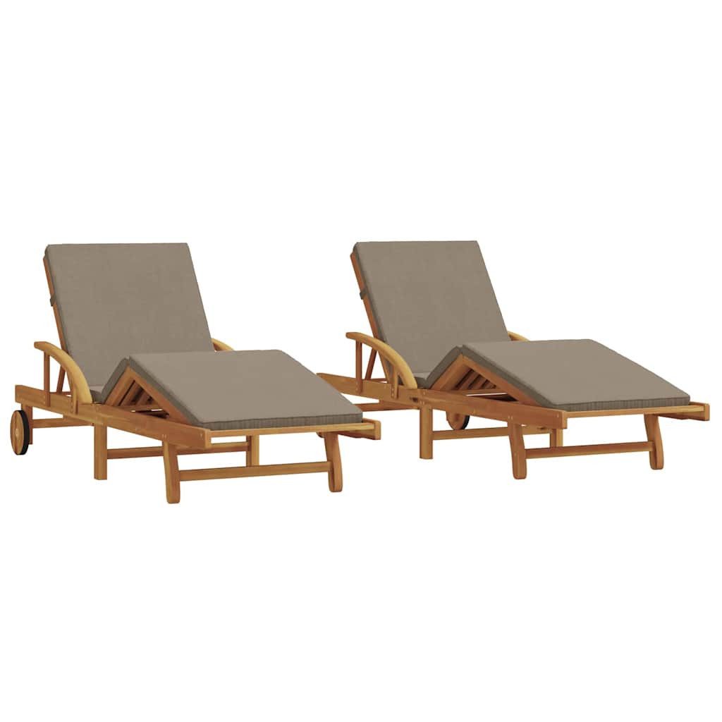 vidaXL Gartenliege Sonnenliege 2 pcs Taupe günstig online kaufen