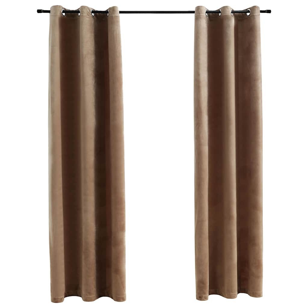 vidaXL Vorhang 134822 Blackout Curtains with Rings 2 pcs Beige 37"x63" Velvet (US on (2 St)