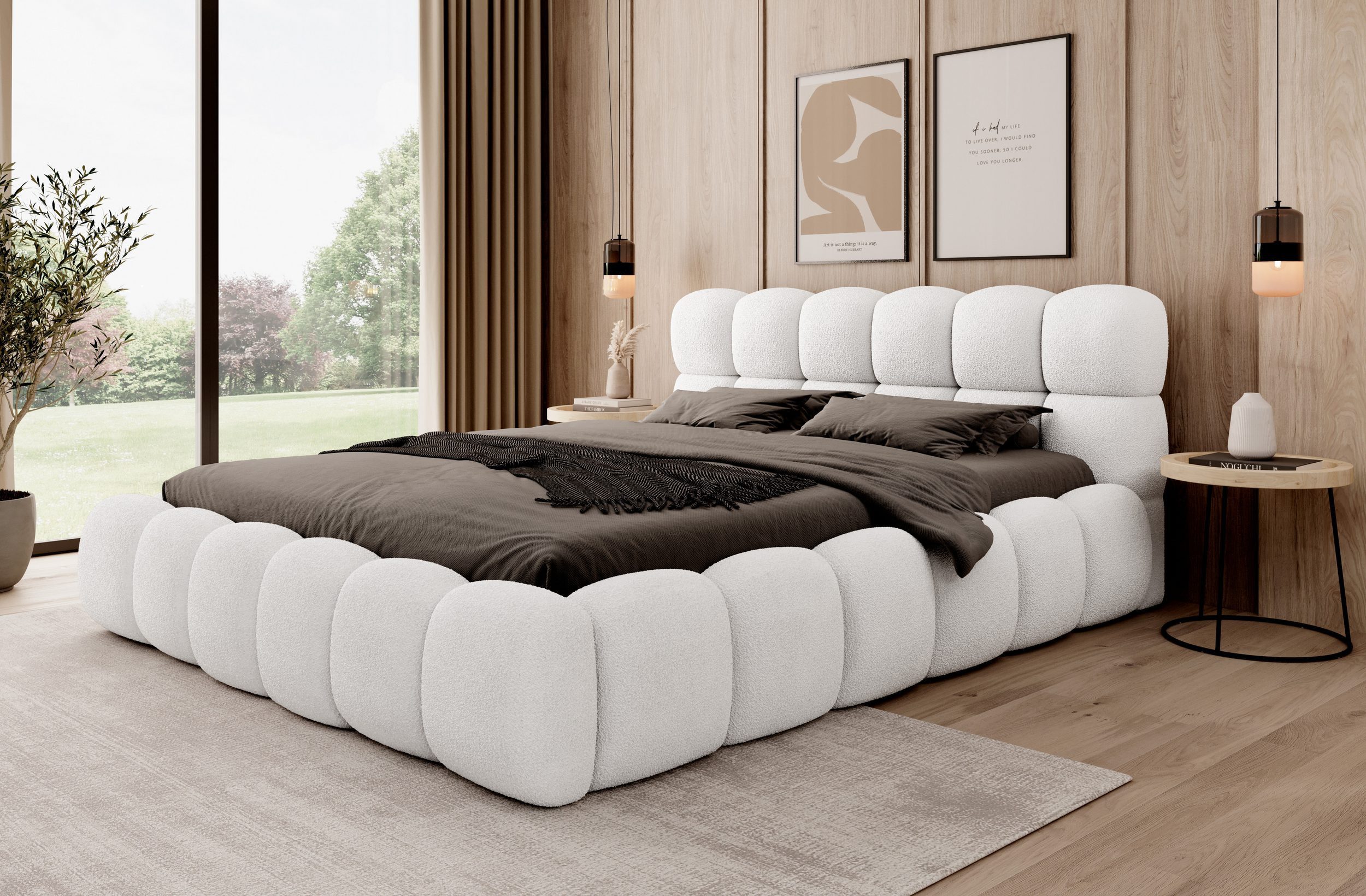 thematys Polsterbett mit Bettkasten / Stauraumbett, Bouclé 140x200 - 200x200cm (Optional mit 28 cm H3/H4 Taschenfederkern oder 23 cm Taschenfederkern-Matratze H – Bild 3 von 5