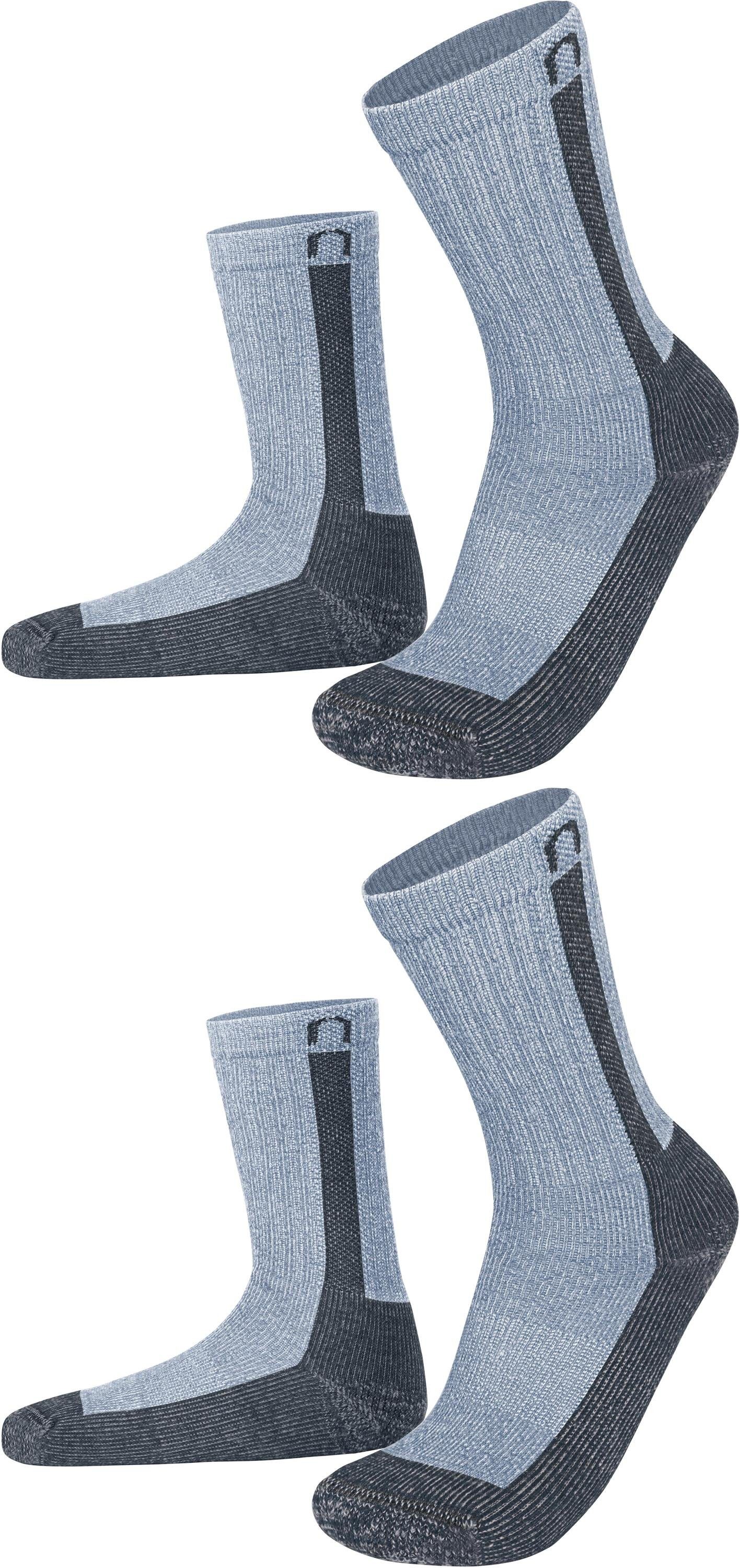 und Wander- Paar) Merinowolle Wandersocken 2 normani Nowra Arbeitssocken (Set, hochwertige 2 Blau/Grau Paar Merino