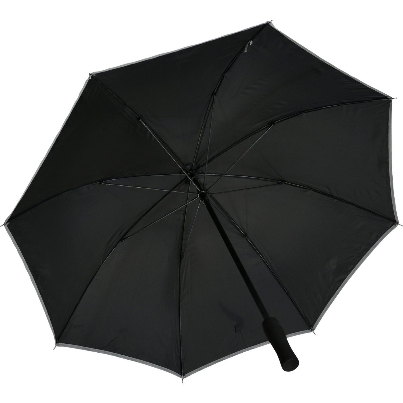 Stockregenschirm Falcone® leichter reflektierende reflex schwarz Impliva Fiberglas Borte, Reflex Sicherheitsschirm