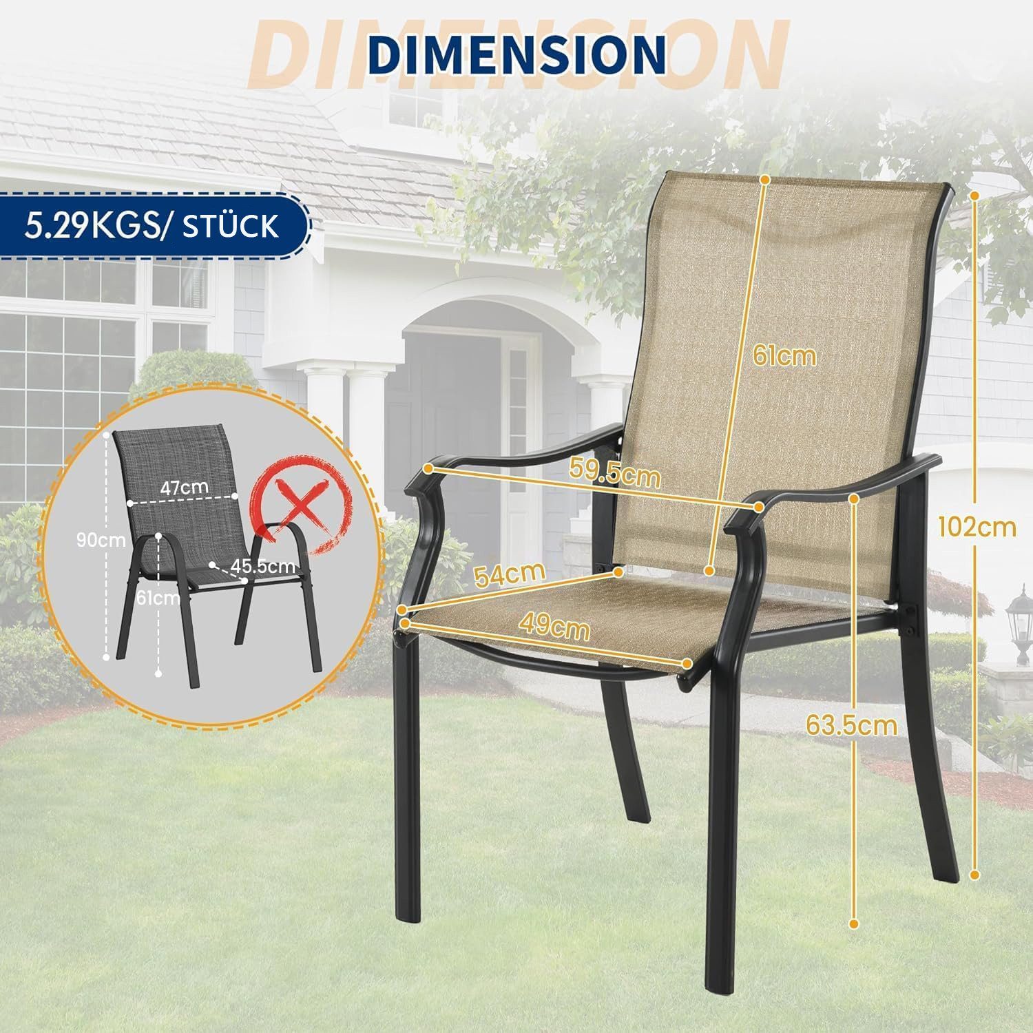 UDPATIO Gartenstuhl Gartenstühle 2/4er Set, Hochlehner günstig online kaufen