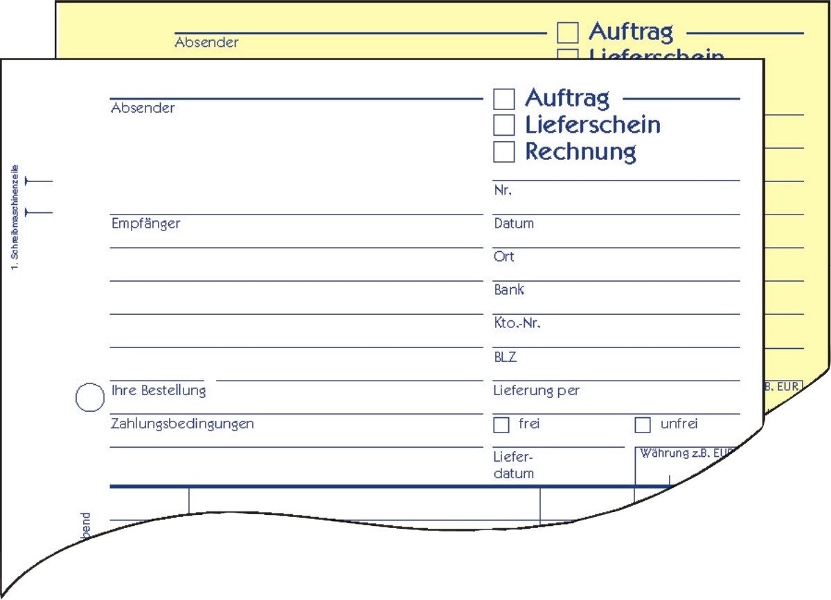 Formularblock Formularbuch Auftrag A5 2x40 Blatt selbstdurchschreibend