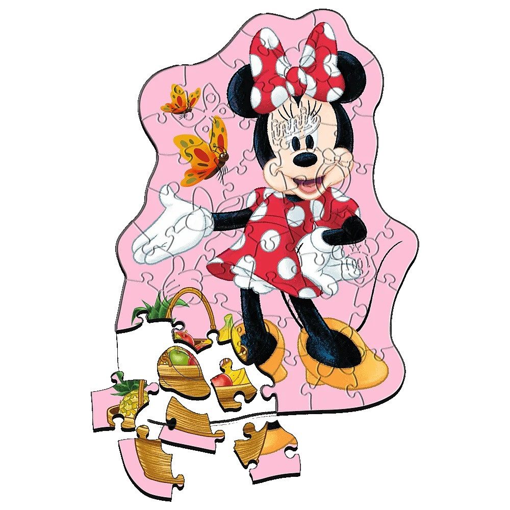 Trefl Puzzle Trefl, fröhliche Minnie Maus, 50 Teile Holzpuzzle, 50 Puzzleteile