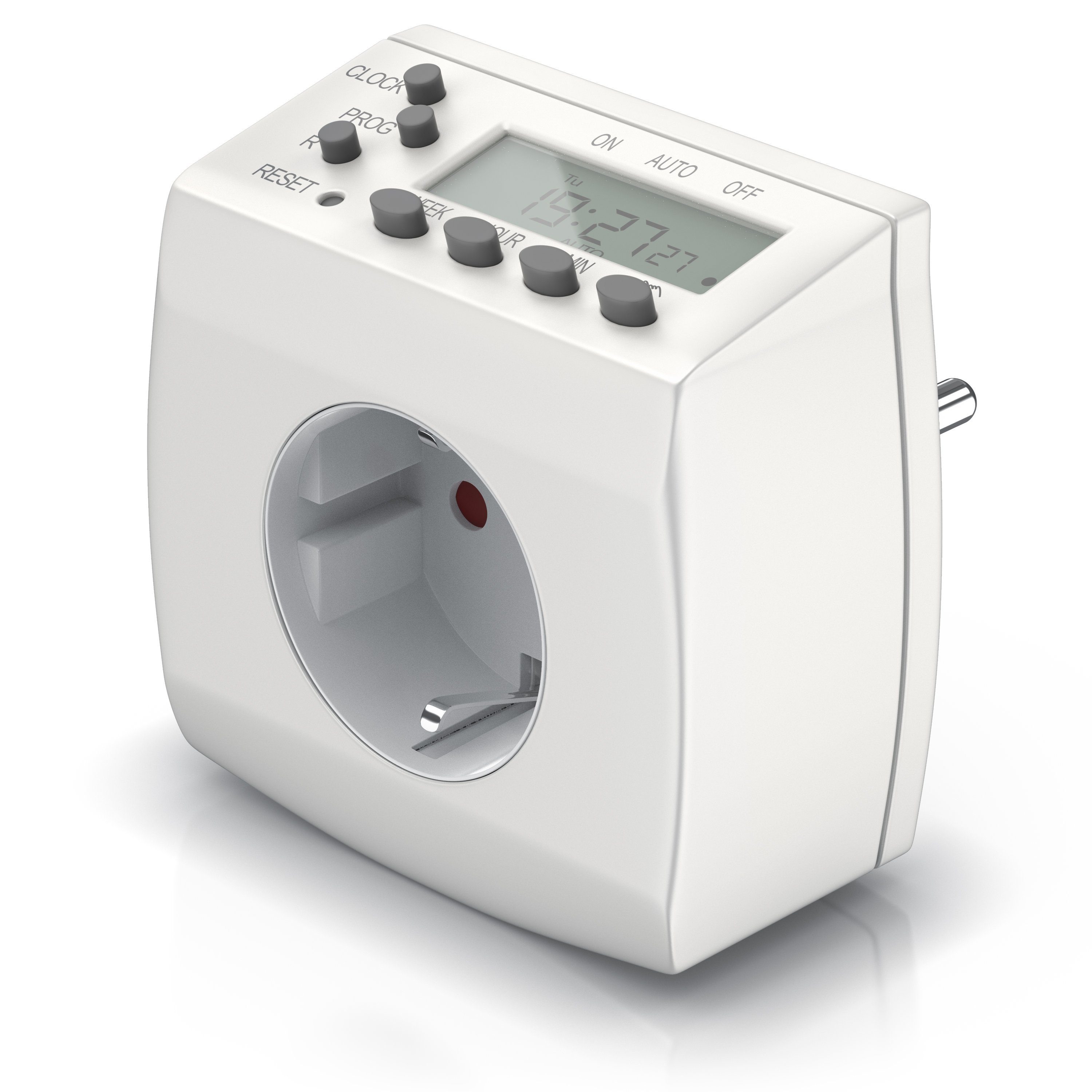 BEARWARE Zeitschaltuhr Digitaler Weekly Timer, minutengenau, LCD-Display, 3680W, digital, 1-St., 8 Programme (Wochen/Tag/Min), dt. Anleitung, Kinderschutz
