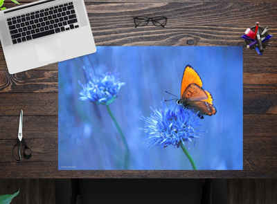 cover-your-desk.de Schreibtischunterlage Orangener Schmetterling – 60 x 40 cm – Schreibunterlage aus Premium-Vinyl für Kinder und Erwachsene, (1 tlg)