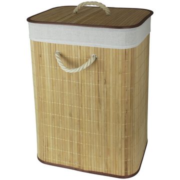 Koopman Wäschekorb Bambus 65L, Stoffsack Liter Truhe Wäschekiste Wäschesammler Wäschebox