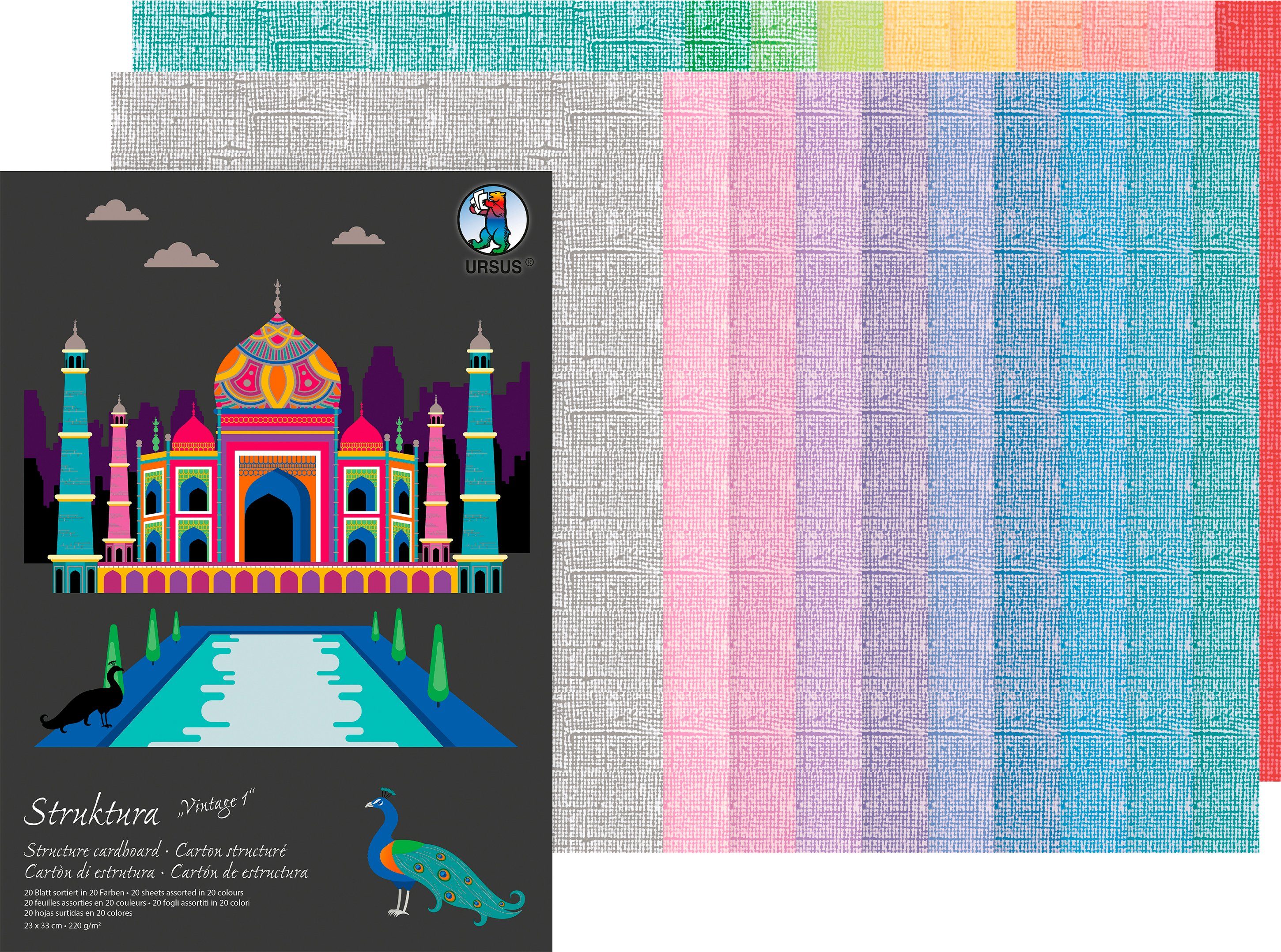 Ursus - Ludwig Bähr Papierkarton Struktura Vintage, 20 Blatt